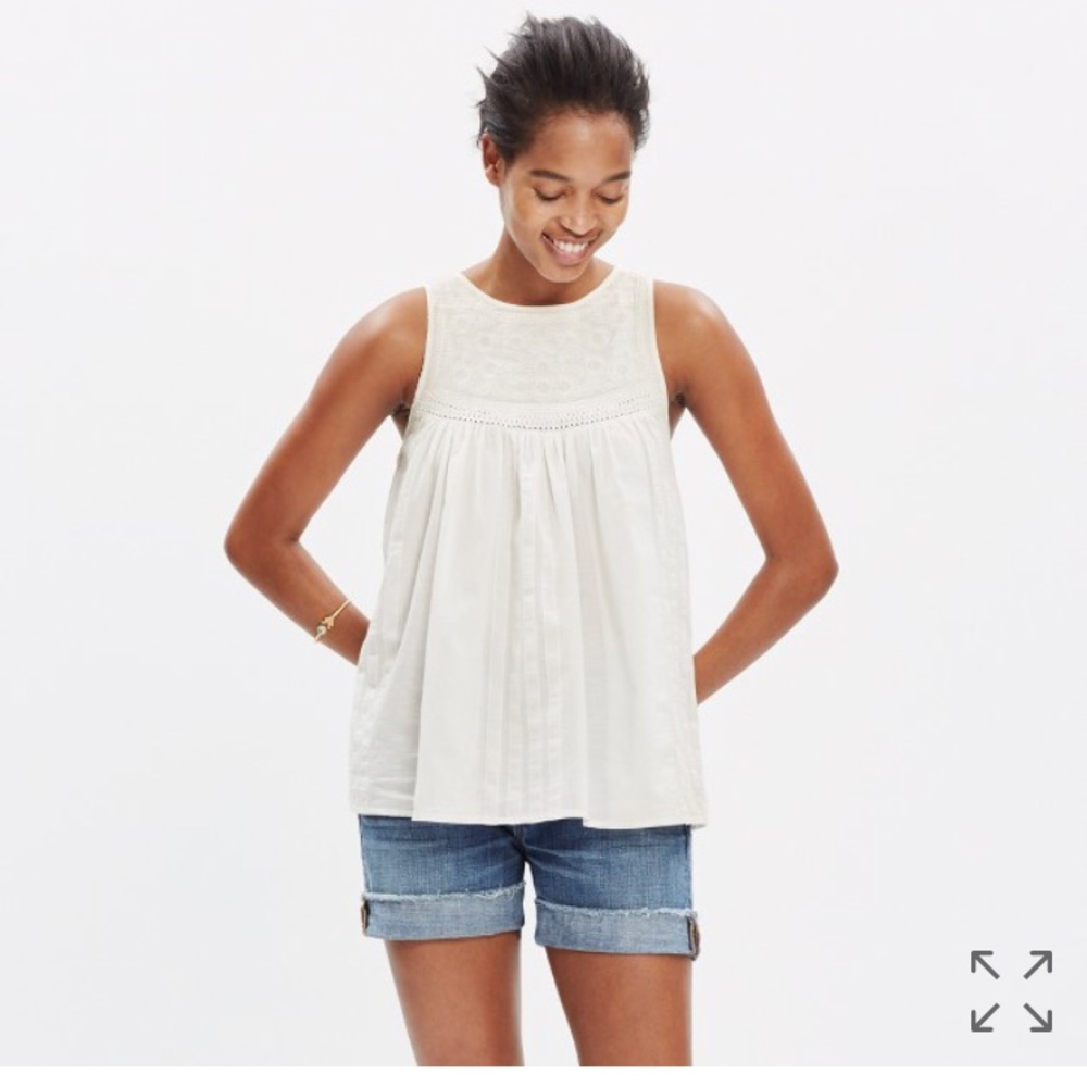 MADEWELL embroider swing blouse top Alexa Chung